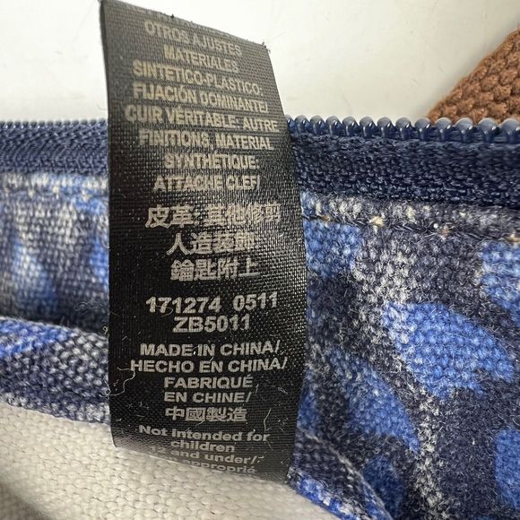 Fossil Key-Per Crossbody Bag Coated Canvas Aztec Chevron Print Blue Denim Trim‎ - Picture 12 of 16